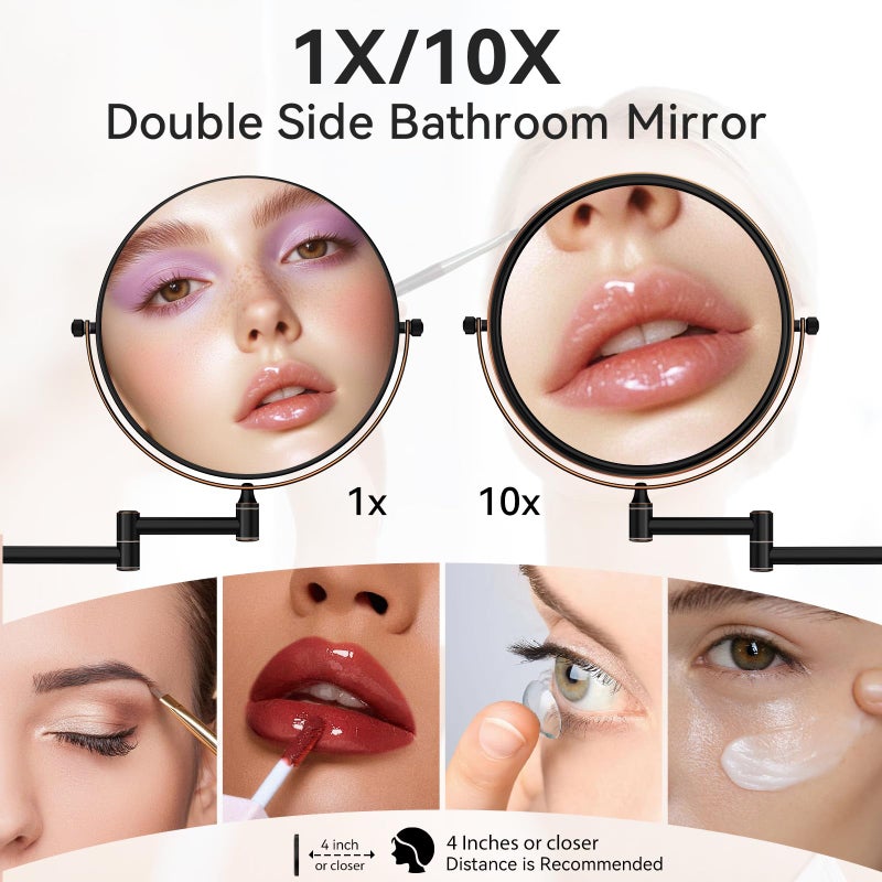 Nicesail Orb 1X/10X Magnifying Makeup Mirrors for Wall Mounted Makeup Mirror 8 Inch, Double-Sided 10x Magnifying Mirror Wall Mount, Oil Rubbed Bronze (8 Inch, 10X) - Image 4